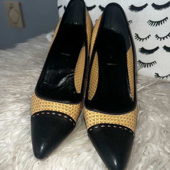 Prada Shoes - Prada Raffia Cap Toe Pumps Size